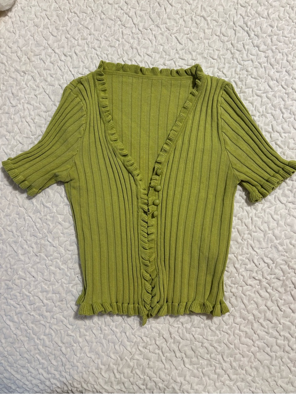 Green Ruffle Top 
Size S